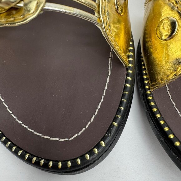 Vintage Kalli Gold Metallic Gladiator Sandals Adjustable Buckle Straps - Picture 6 of 9